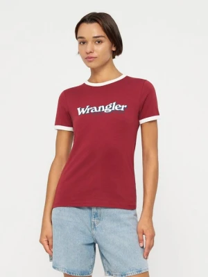 T-shirt z nadrukiem Wrangler czerwony