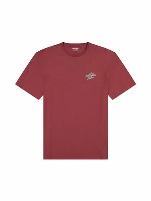 T-shirt z nadrukiem Wrangler czerwony melanż