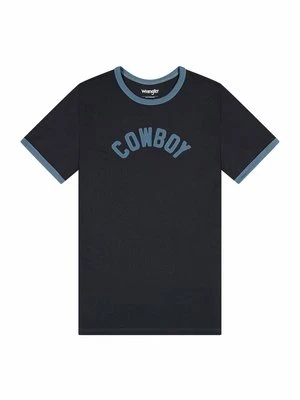 T-shirt z nadrukiem Wrangler granatowy