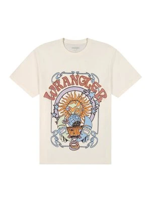 T-shirt z nadrukiem Wrangler mleczny