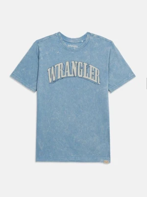 T-shirt z nadrukiem Wrangler niebieski