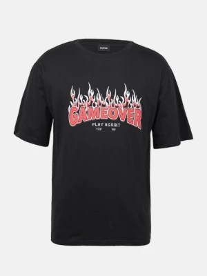 T-shirt z nadrukiem YOURTURN czarny