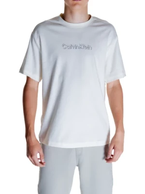 T-shirt z nadrukiem z bawełny kolekcja Calvin Klein