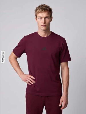 T-shirt z nadrukiem z logo Adidas Ciemnoczerwony