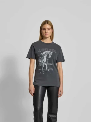 T-shirt z nadrukiem z logo Anine Bing Antracytowy