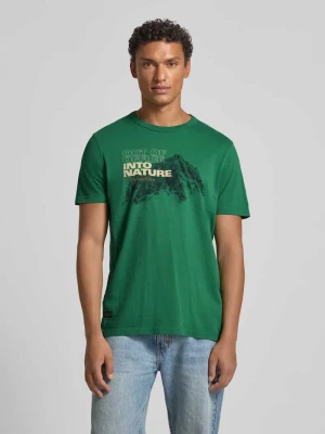 T-shirt z nadrukiem z logo Camel Active Jasnozielony