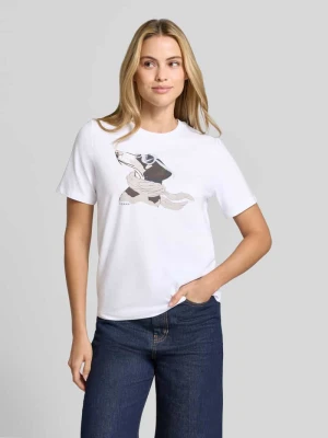 T-shirt z nadrukiem z logo comma Złamany biały
