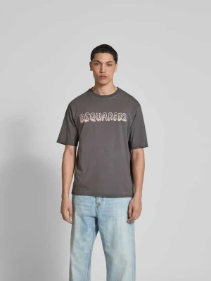 T-shirt z nadrukiem z logo Dsquared2 Średnioszary