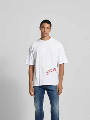 T-shirt z nadrukiem z logo Dsquared2 Złamany biały