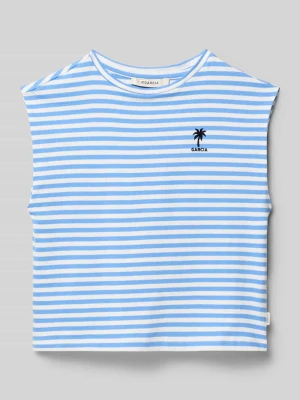 t-shirt z nadrukiem z logo i motywem Garcia Niebieski
