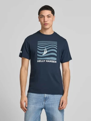 t-shirt z nadrukiem z logo i motywem model 'SHORELINE' Helly Hansen Granatowy