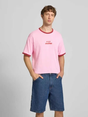 t-shirt z nadrukiem z logo i okrągłym dekoltem Another Cotton Lab Różowy