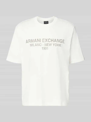 t-shirt z nadrukiem z logo i okrągłym dekoltem Armani Exchange Ciemnobrązowy