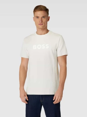 T-shirt z nadrukiem z logo i okrągłym dekoltem Boss