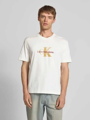 T-shirt z nadrukiem z logo i okrągłym dekoltem Calvin Klein Jeans