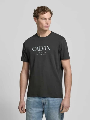 t-shirt z nadrukiem z logo i okrągłym dekoltem CK Calvin Klein