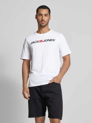 T-shirt z nadrukiem z logo i okrągłym dekoltem jack & jones