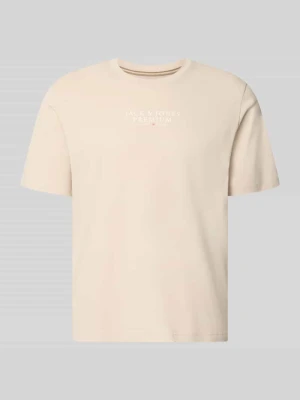 t-shirt z nadrukiem z logo i okrągłym dekoltem Jack&Jones Beżowy