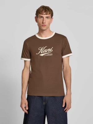 t-shirt z nadrukiem z logo i okrągłym dekoltem Karl Kani Średniobrązowy