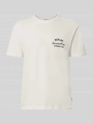 t-shirt z nadrukiem z logo i okrągłym dekoltem Replay Złamany biały