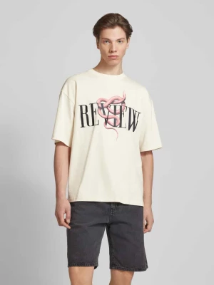 T-shirt z nadrukiem z logo i okrągłym dekoltem REVIEW