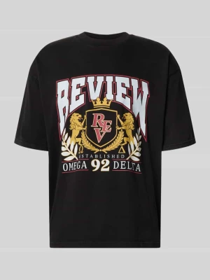 T-shirt z nadrukiem z logo i okrągłym dekoltem REVIEW