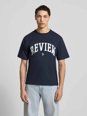T-shirt z nadrukiem z logo i okrągłym dekoltem REVIEW