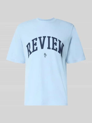 t-shirt z nadrukiem z logo i okrągłym dekoltem REVIEW