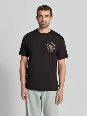 t-shirt z nadrukiem z logo i okrągłym dekoltem Scotch & Soda Czarny
