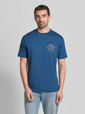 t-shirt z nadrukiem z logo i okrągłym dekoltem Scotch & Soda Granatowy