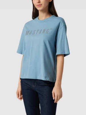 T-shirt z nadrukiem z logo model ‘Aline’ mustang