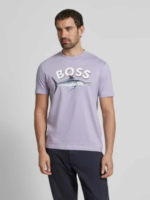 T-shirt z nadrukiem z logo model ‘Bossfish’ Boss Orange