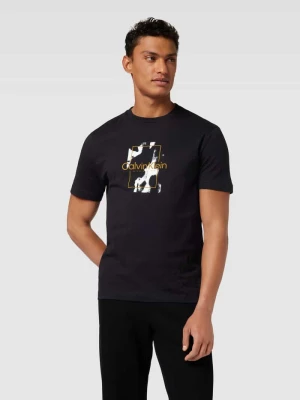 T-shirt z nadrukiem z logo model ‘CAMO’ CK Calvin Klein