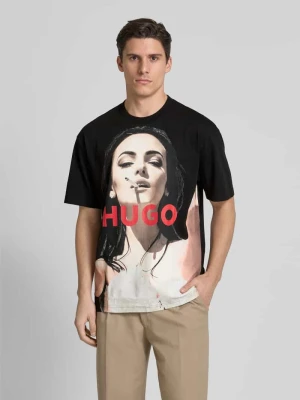 T-shirt z nadrukiem z logo model ‘DUWEDIE’ HUGO