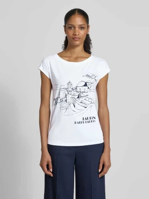 T-shirt z nadrukiem z logo model ‘GRIETA’ Lauren Ralph Lauren