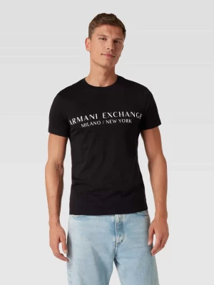 T-shirt z nadrukiem z logo model ‘milano’ Armani Exchange
