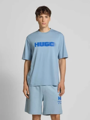 T-shirt z nadrukiem z logo model ‘Nalax’ Hugo Blue