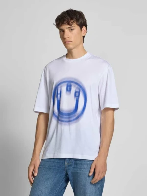 T-shirt z nadrukiem z logo model ‘Nalax’ Hugo Blue