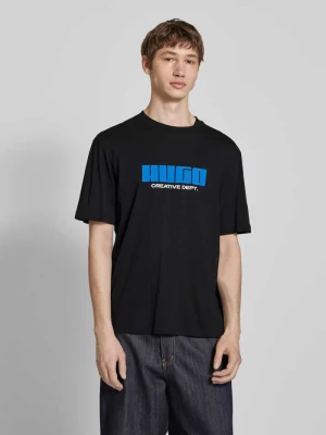 T-shirt z nadrukiem z logo model ‘Newromi’ Hugo Blue