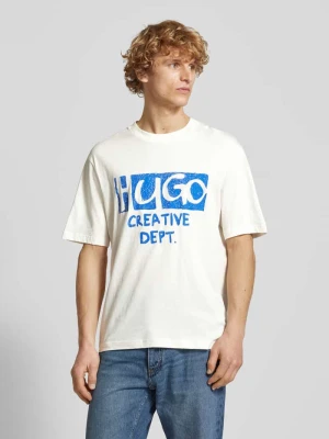 T-shirt z nadrukiem z logo model ‘Nugocrea’ Hugo Blue