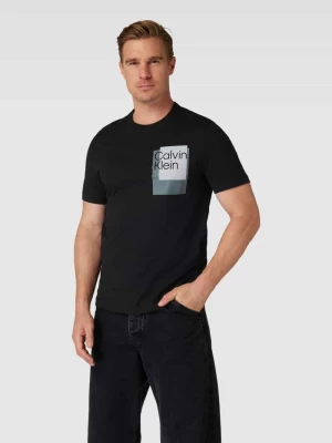 T-shirt z nadrukiem z logo model ‘OVERLAY BOX’ CK Calvin Klein