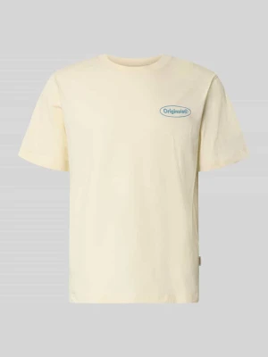 t-shirt z nadrukiem z logo model 'RIVIERA VINTAGE POSTER' Jack&Jones Złamany biały