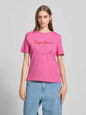 T-shirt z nadrukiem z logo model ‘RUMER’ Pepe Jeans