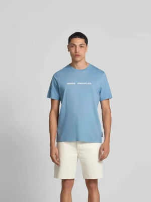 T-shirt z nadrukiem z logo Moose Knuckles Jasnoniebieski