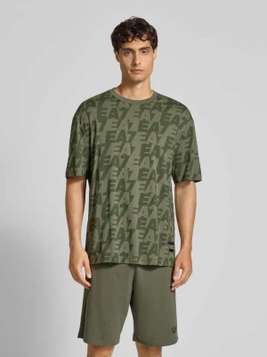 T-shirt z nadrukiem z logo na całej powierzchni EA7 Emporio Armani