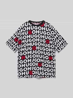 T-shirt z nadrukiem z logo na całej powierzchni HUGO