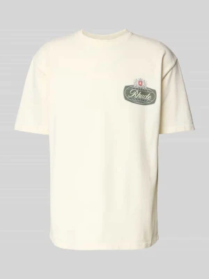 T-shirt z czystej bawełny z nadruk z logo Rhude Złamany biały