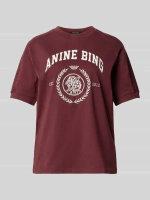 T-shirt z nadrukiem z logo Anine Bing Bordowy