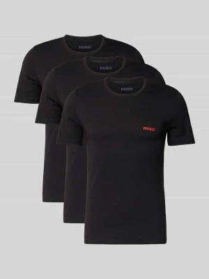 T-shirt z nadrukiem z logo w zestawie 3 szt. Hugo Czarny
