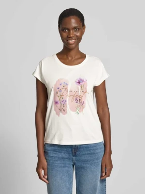 t-shirt z nadrukiem z motywem i napisem Christian Berg Złamany biały